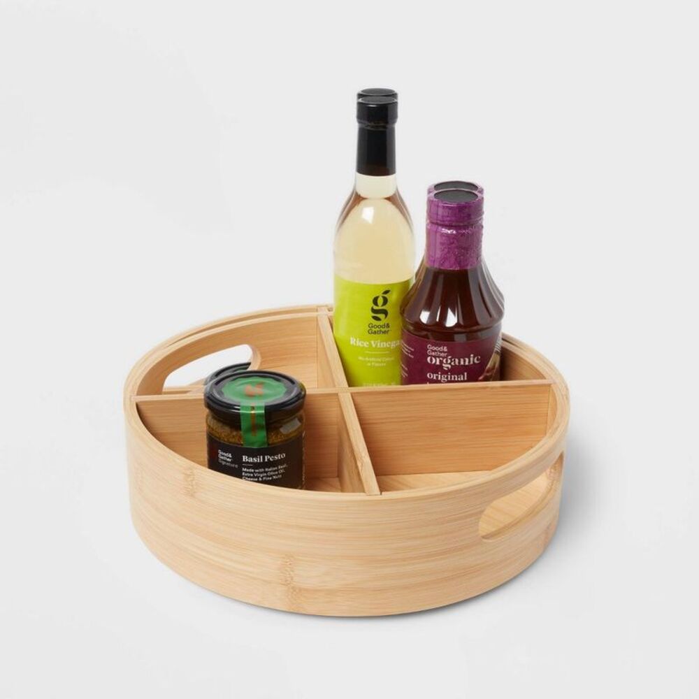 Open Box - Brightroom - Bamboo 4 Compartment Lazy Susan Turntab Yellow - Picture 3 of 3